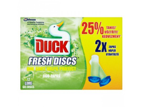 Duck Освежитель для унитаза в дозировочном шприце Диски частоты с ароматом лайма, запасные блоки 2х36 мл
